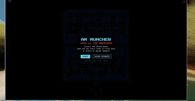 AM Muncher — a custom browser arcade game we built for the cafe (Java vs the Greasers). Players collect coffee beans, grab hot-sauce power-ups, and climb a 10-level high-score leaderboard — mobile-friendly and full-screen.
